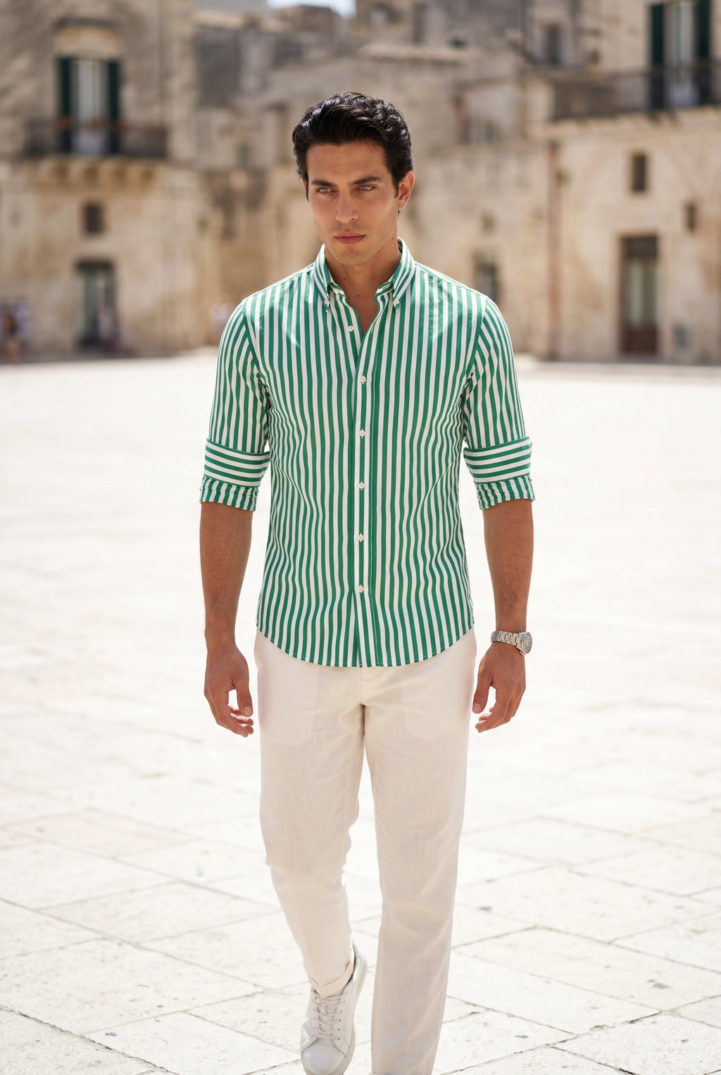 Liam | Tailored Vertical Stripe Button-down Dress Shirt