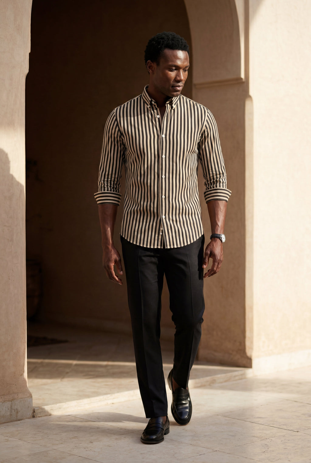 Liam | Tailored Vertical Stripe Button-down Dress Shirt