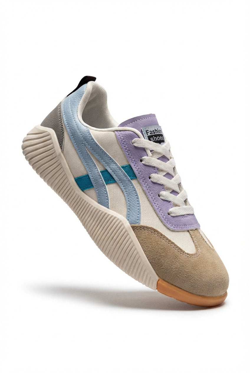 Gio | Women's Retro Low-Top Slip-On Sneakers with Color-Block Panels