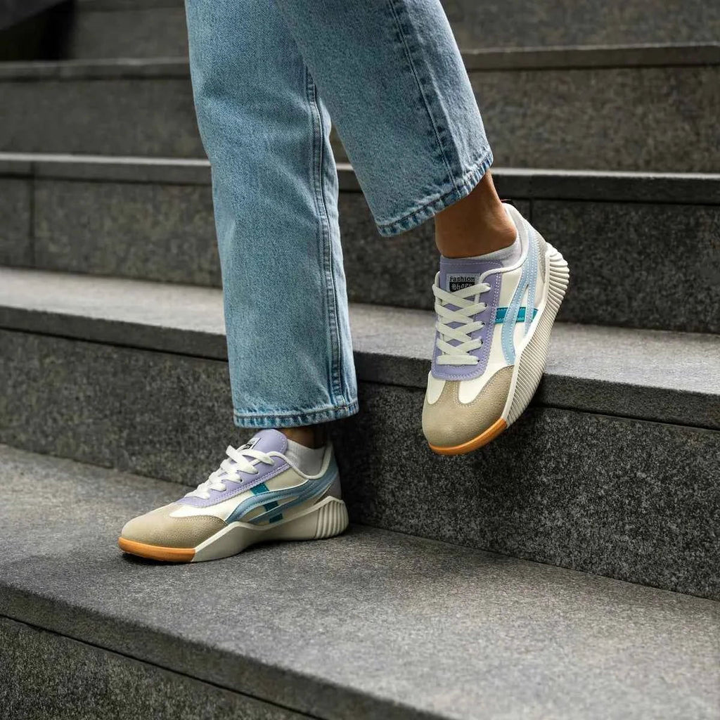 Gio | Women's Retro Low-Top Slip-On Sneakers with Color-Block Panels