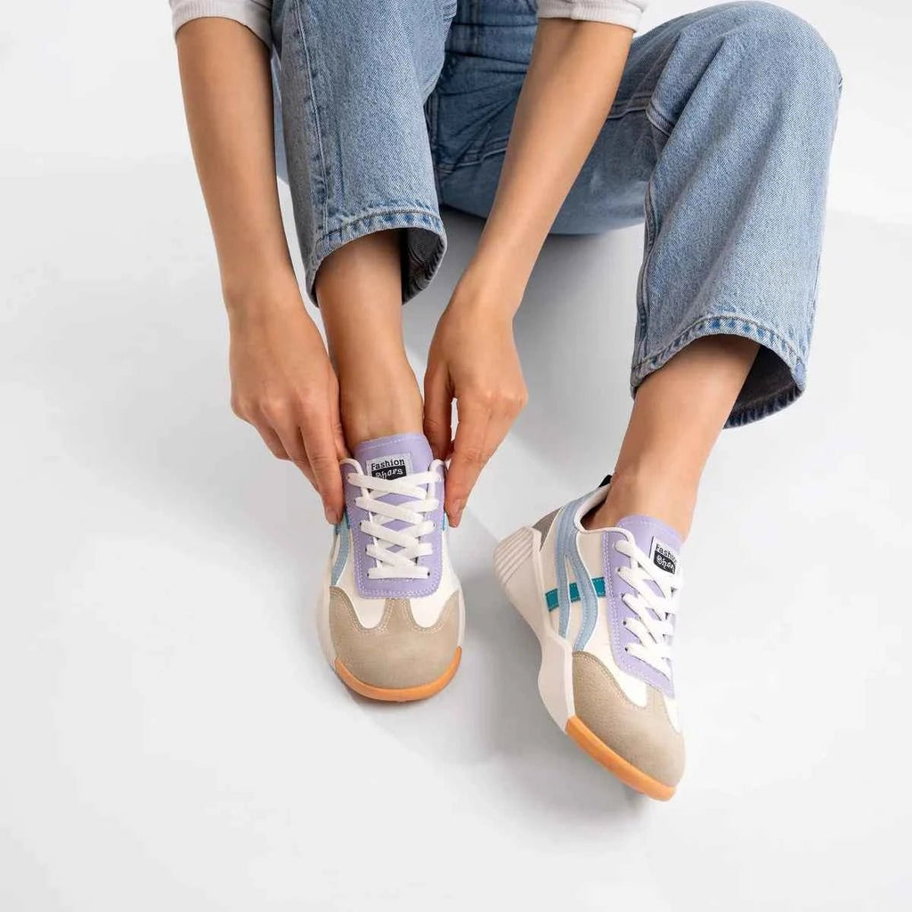 Gio | Women's Retro Low-Top Slip-On Sneakers with Color-Block Panels
