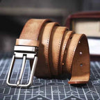 Kian | Brushed Silver Buckle Classic Dress Belt