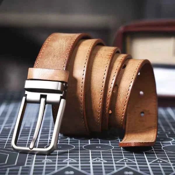 Kian | Brushed Silver Buckle Classic Dress Belt