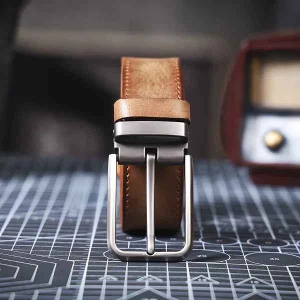 Kian | Brushed Silver Buckle Classic Dress Belt