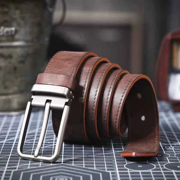Kian | Brushed Silver Buckle Classic Dress Belt