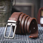 Kian | Brushed Silver Buckle Classic Dress Belt