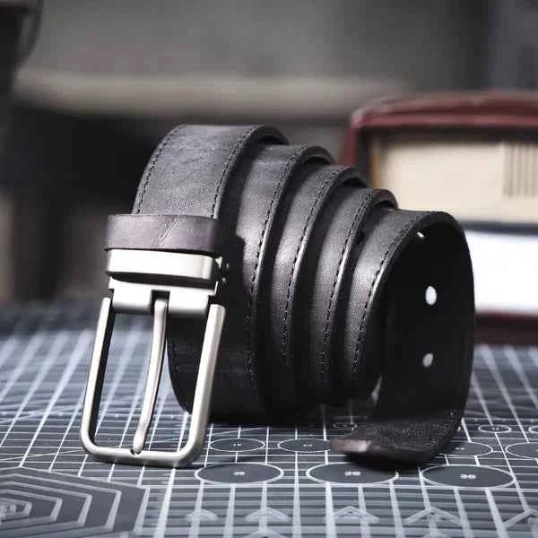 Kian | Brushed Silver Buckle Classic Dress Belt