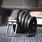 Kian | Brushed Silver Buckle Classic Dress Belt
