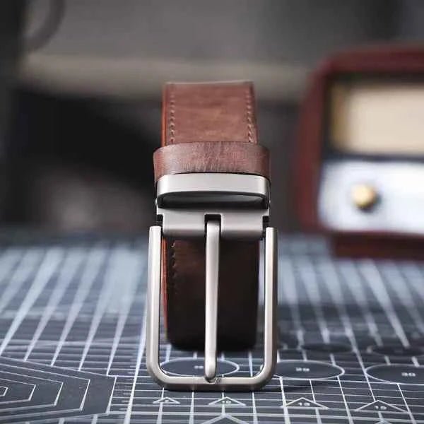 Kian | Brushed Silver Buckle Classic Dress Belt
