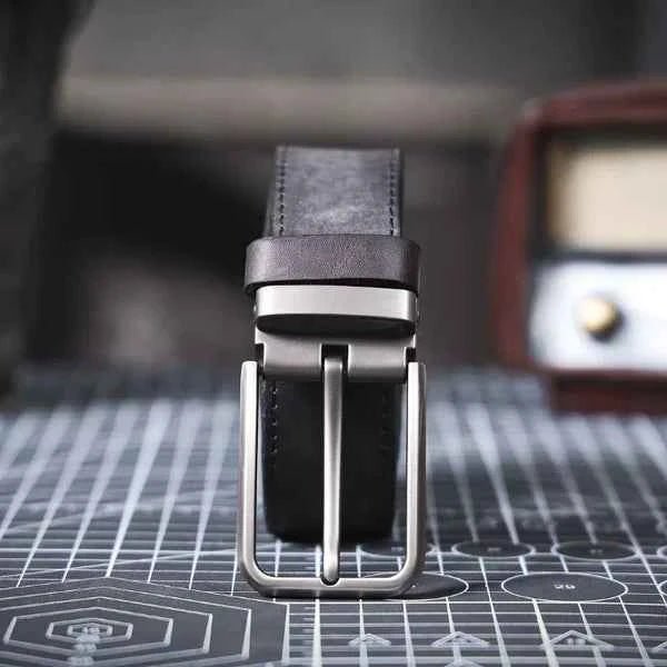 Kian | Brushed Silver Buckle Classic Dress Belt