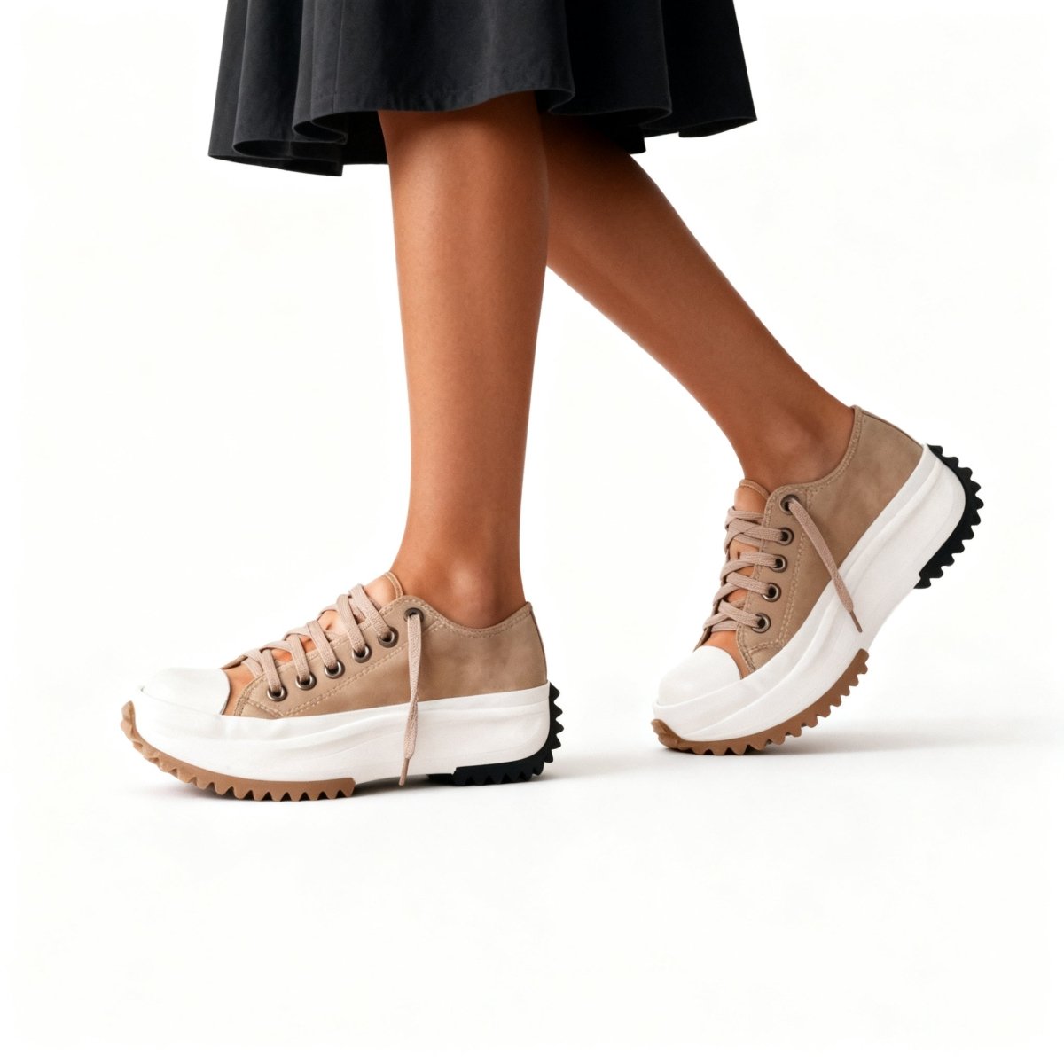 Lia | Chunky Platform Lace-up Sneakers with Serrated Outsole