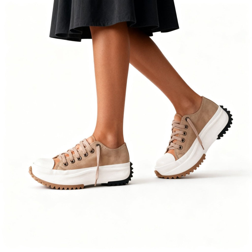Lia | Chunky Platform Lace-up Sneakers with Serrated Outsole