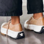 Lia | Chunky Platform Lace-up Sneakers with Serrated Outsole