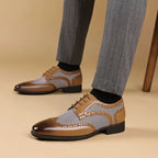 Liam | Men's Houndstooth Panel Brogue Oxford Dress Shoes