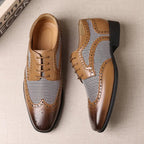 Liam | Men's Houndstooth Panel Brogue Oxford Dress Shoes