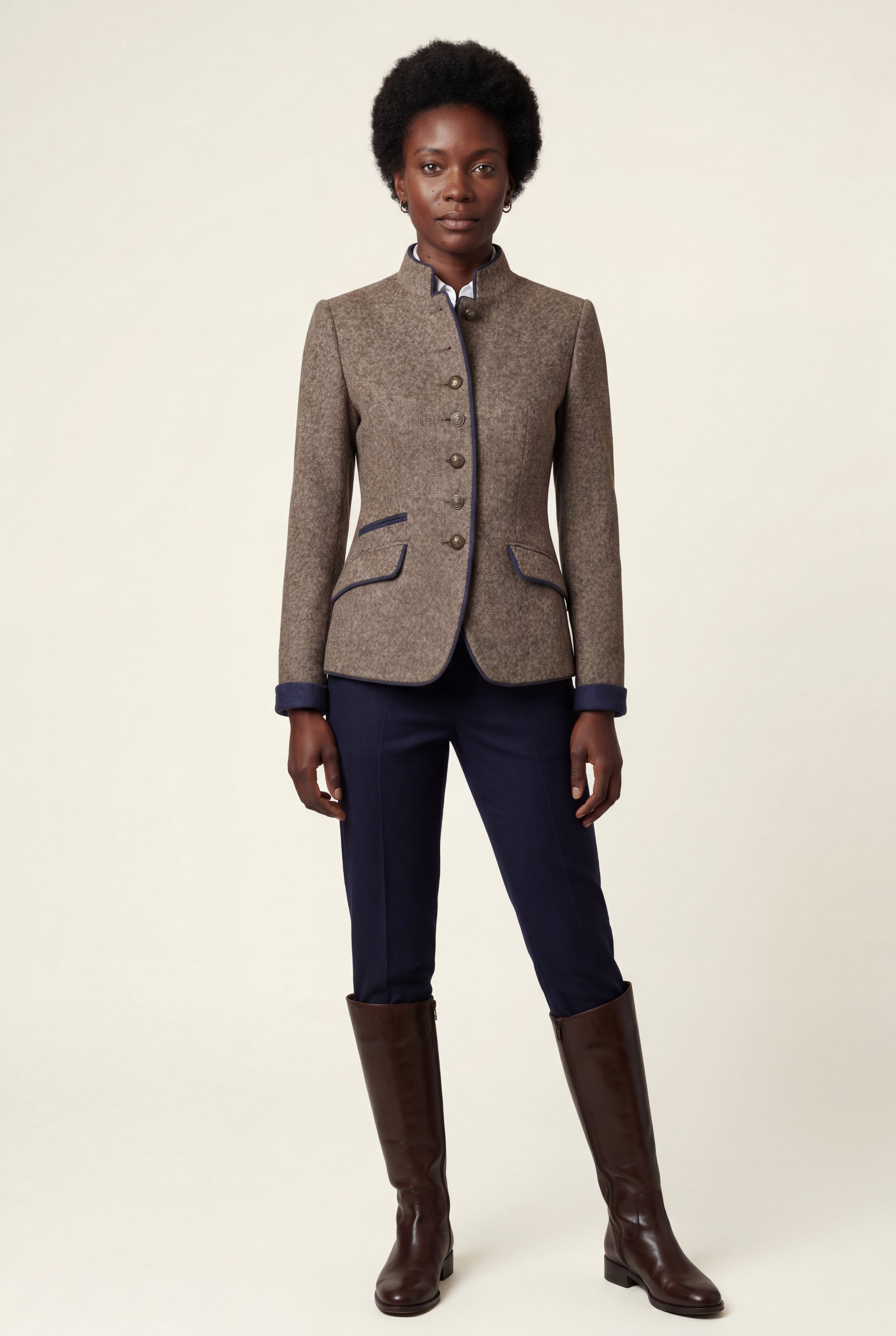 Structured Riding Jacket with Contrast Piping | Senna