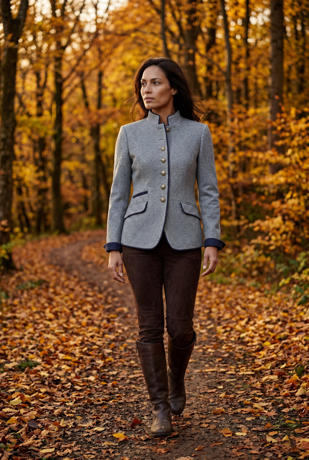 Structured Riding Jacket with Contrast Piping | Senna