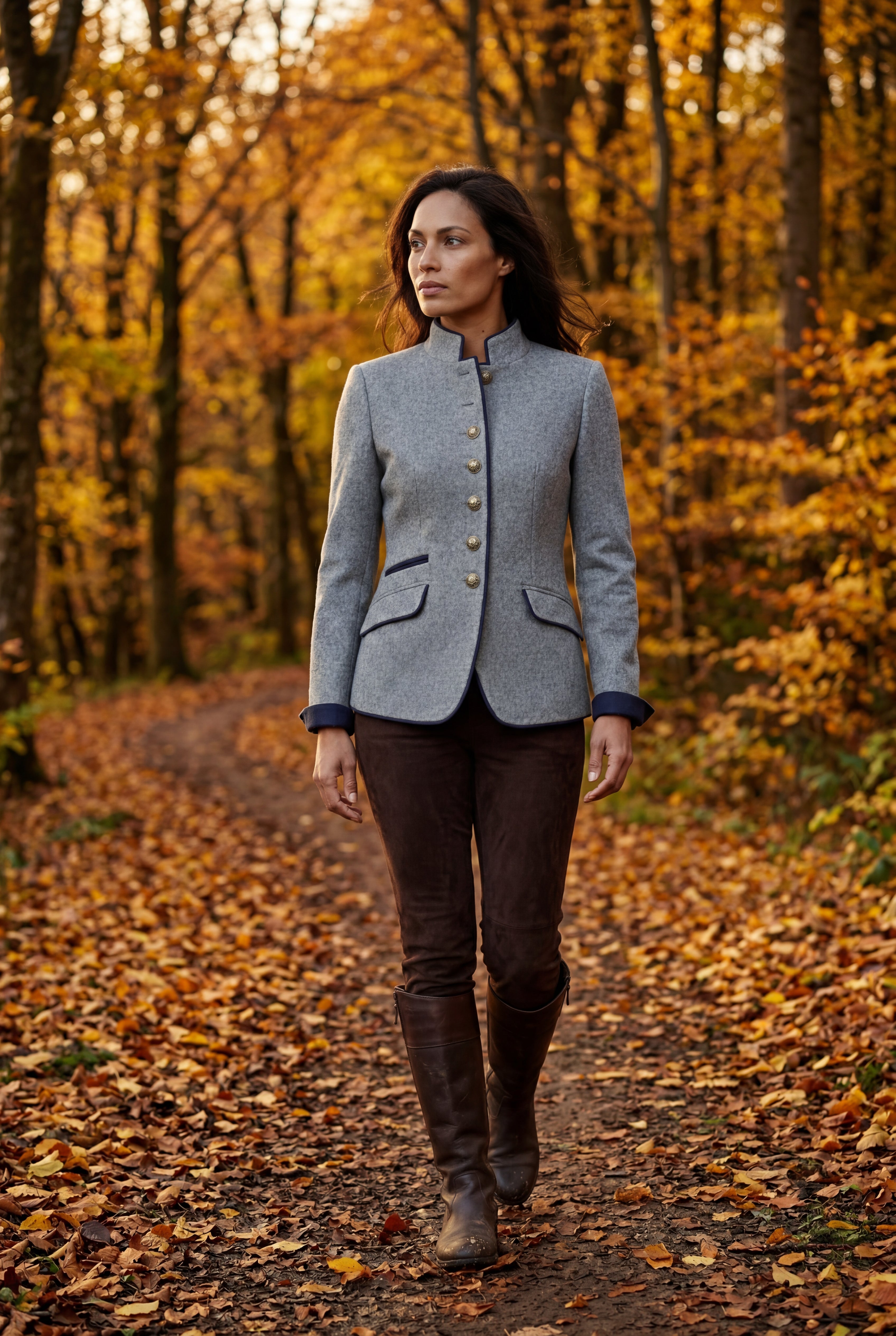 Structured Riding Jacket with Contrast Piping | Senna
