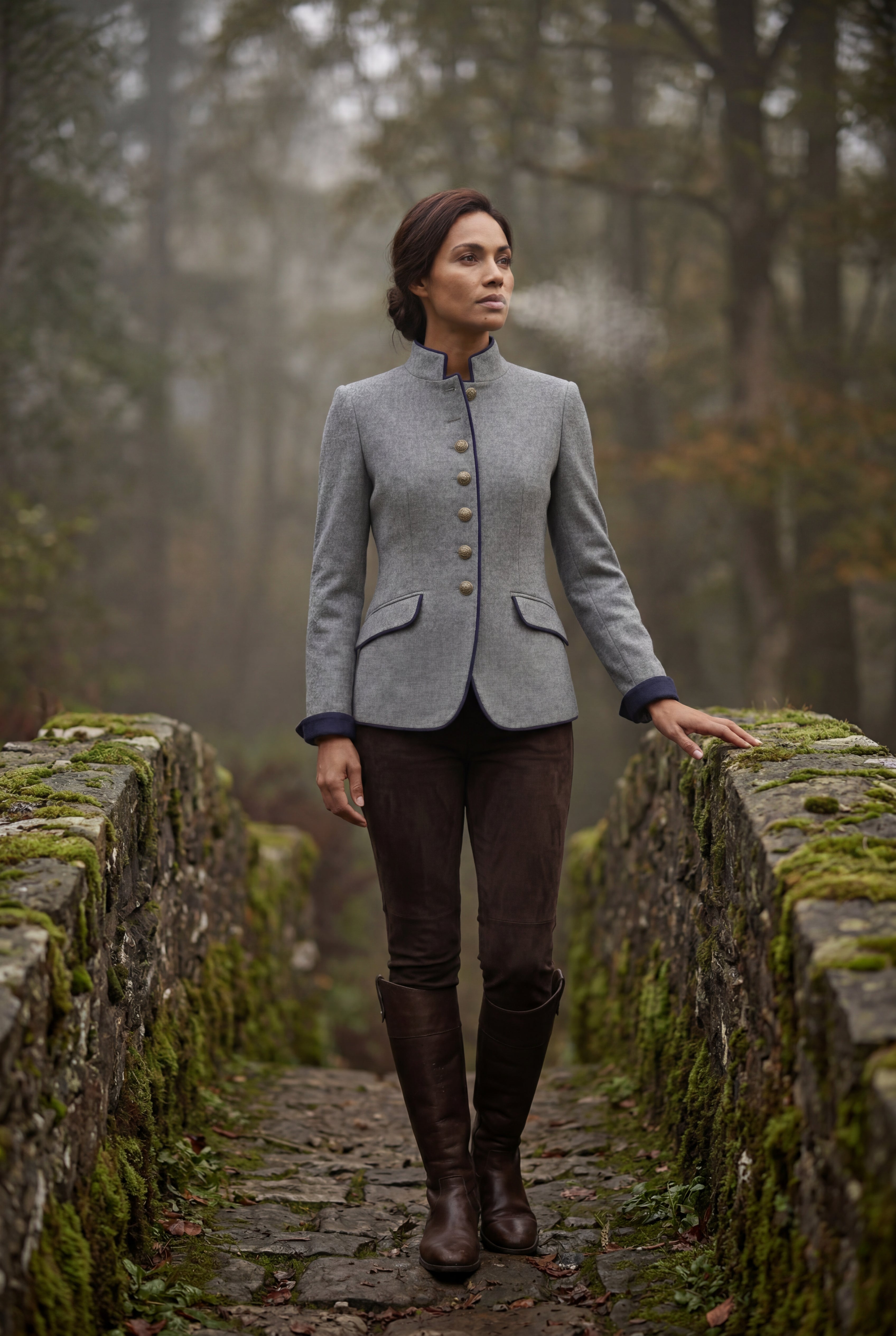 Structured Riding Jacket with Contrast Piping | Senna