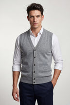 Liam | Button-front V-neck Sleeveless Sweater Vest