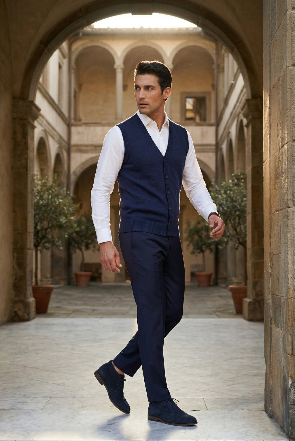 Liam | Button-front V-neck Sleeveless Sweater Vest