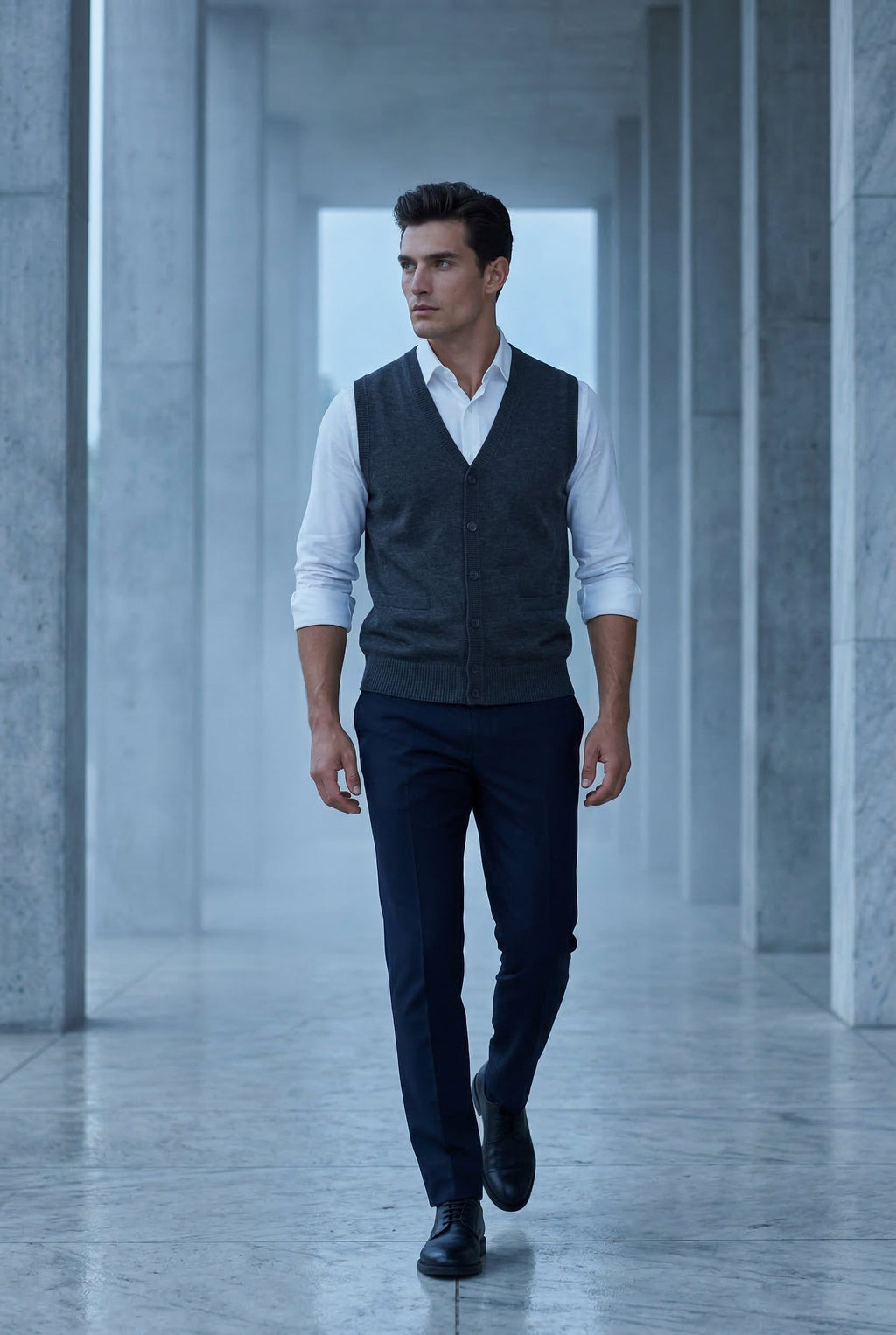 Liam | Button-front V-neck Sleeveless Sweater Vest