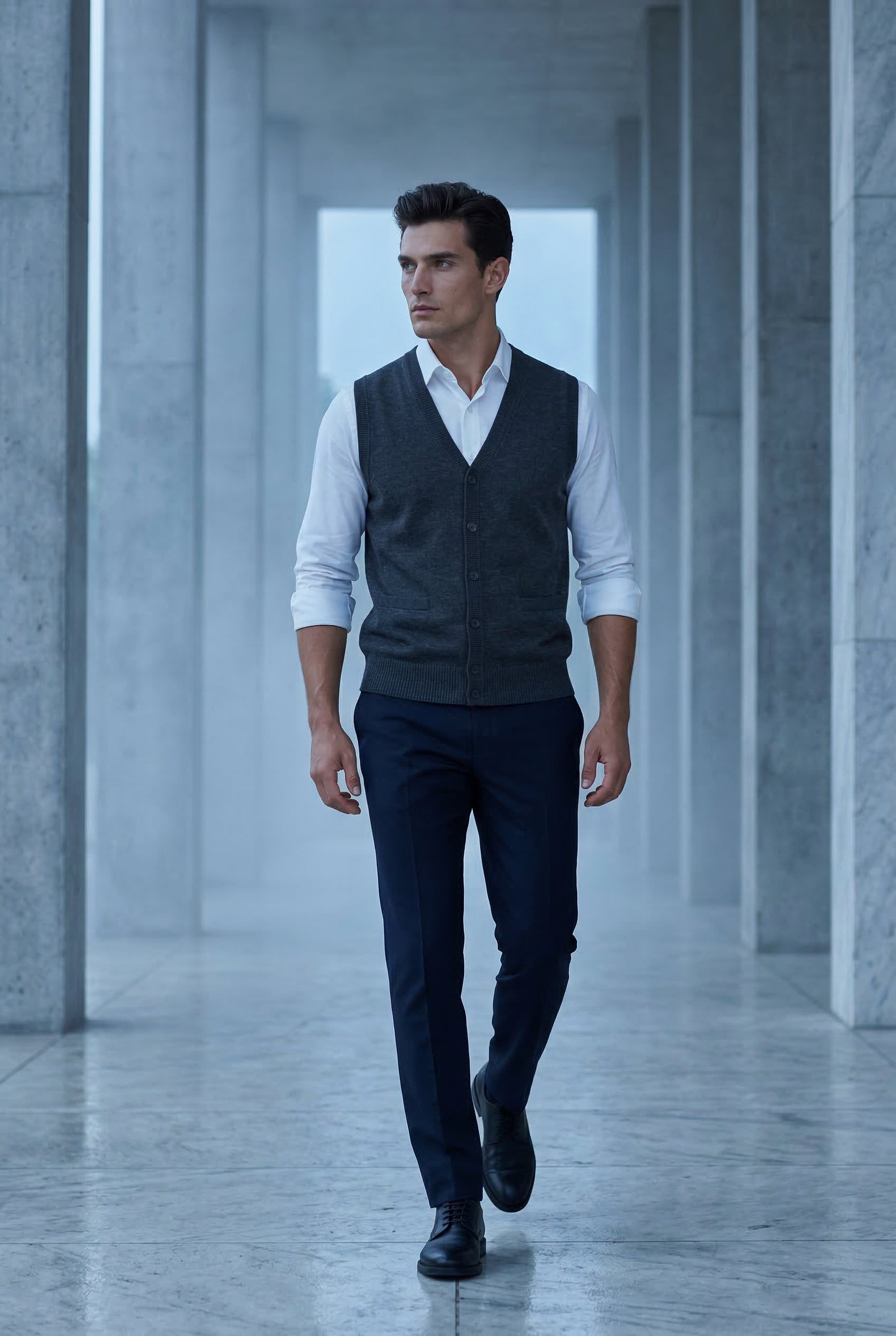 Liam | Button-front V-neck Sleeveless Sweater Vest