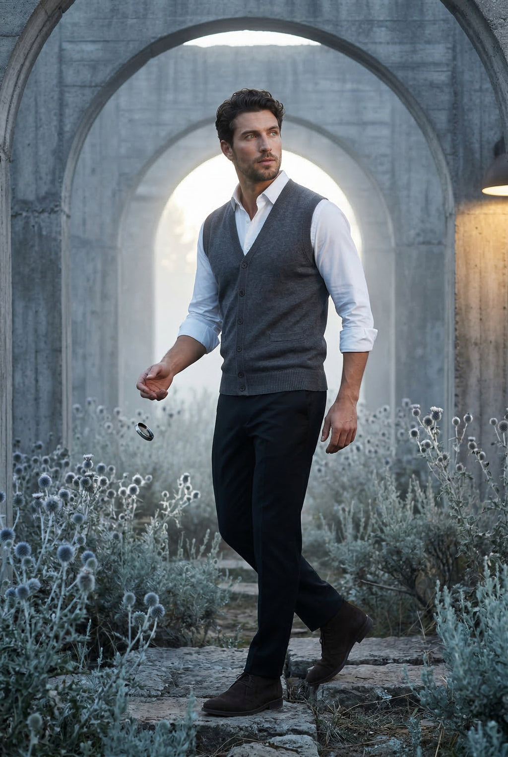 Liam | Button-front V-neck Sleeveless Sweater Vest