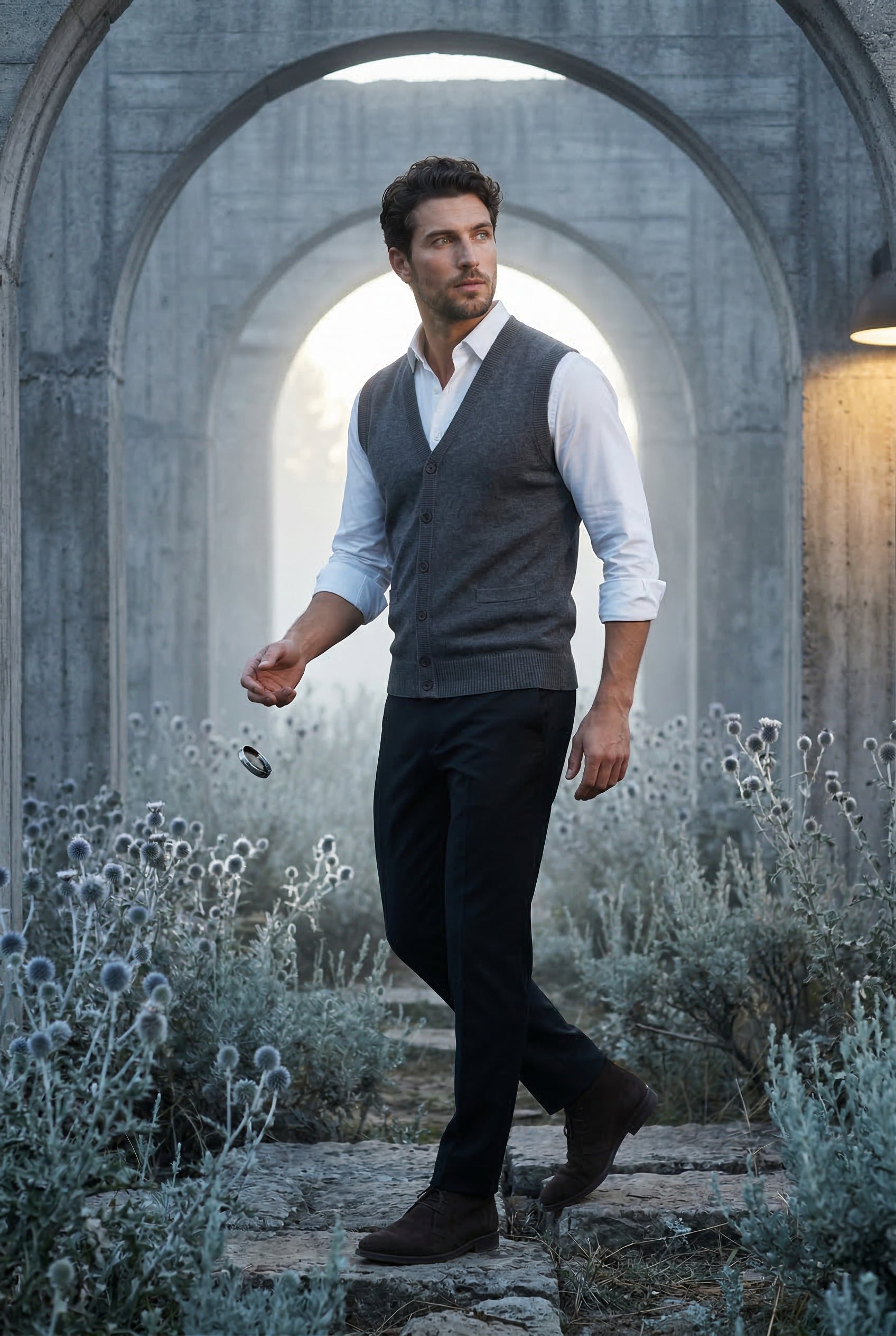 Liam | Button-front V-neck Sleeveless Sweater Vest