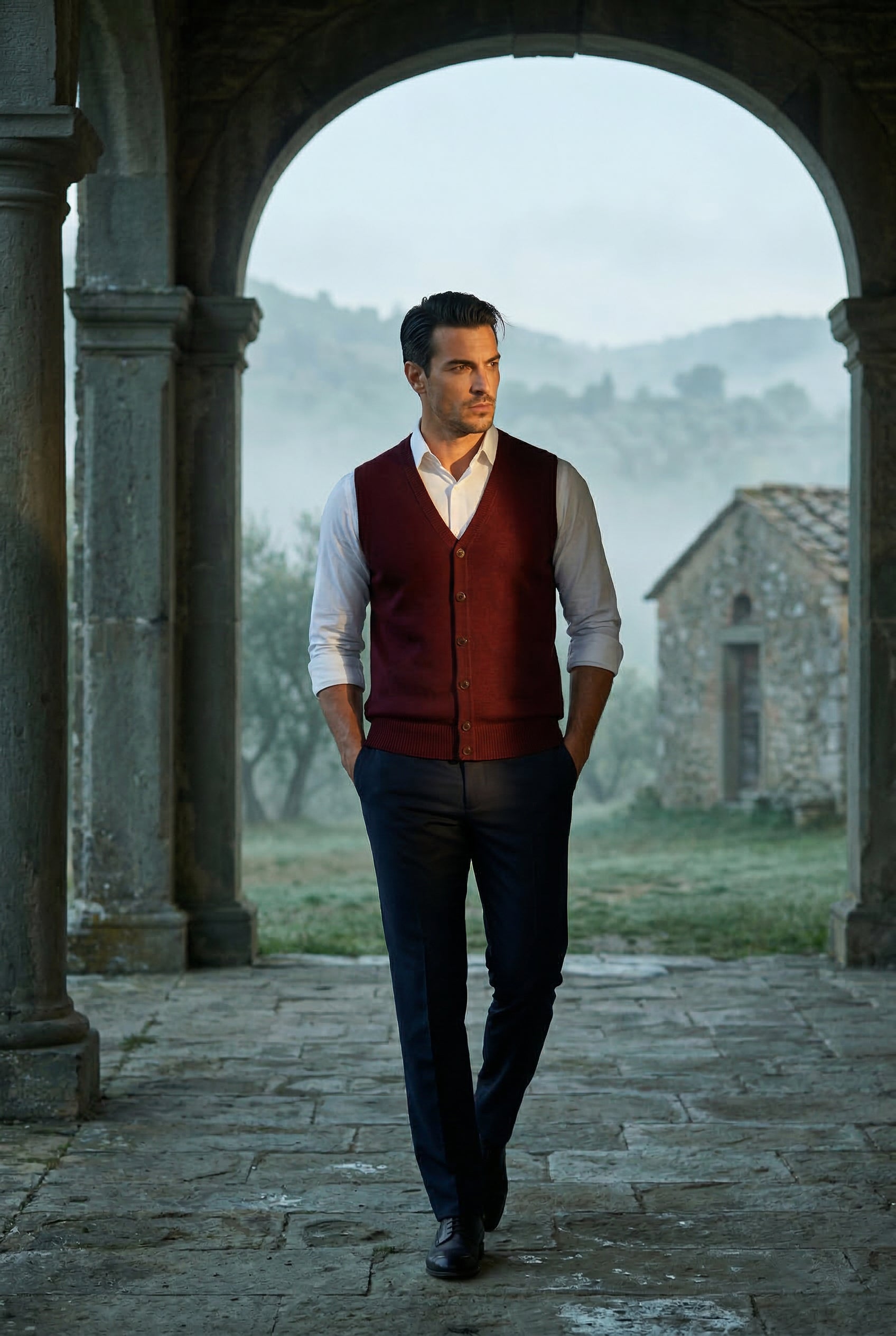 Liam | Button-front V-neck Sleeveless Sweater Vest