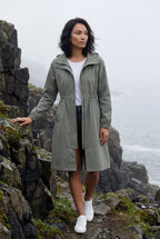 Hooded Snap Button Long Parka Coat with Adjustable Waist | Elcevi
