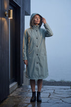 Hooded Snap Button Long Parka Coat with Adjustable Waist | Elcevi