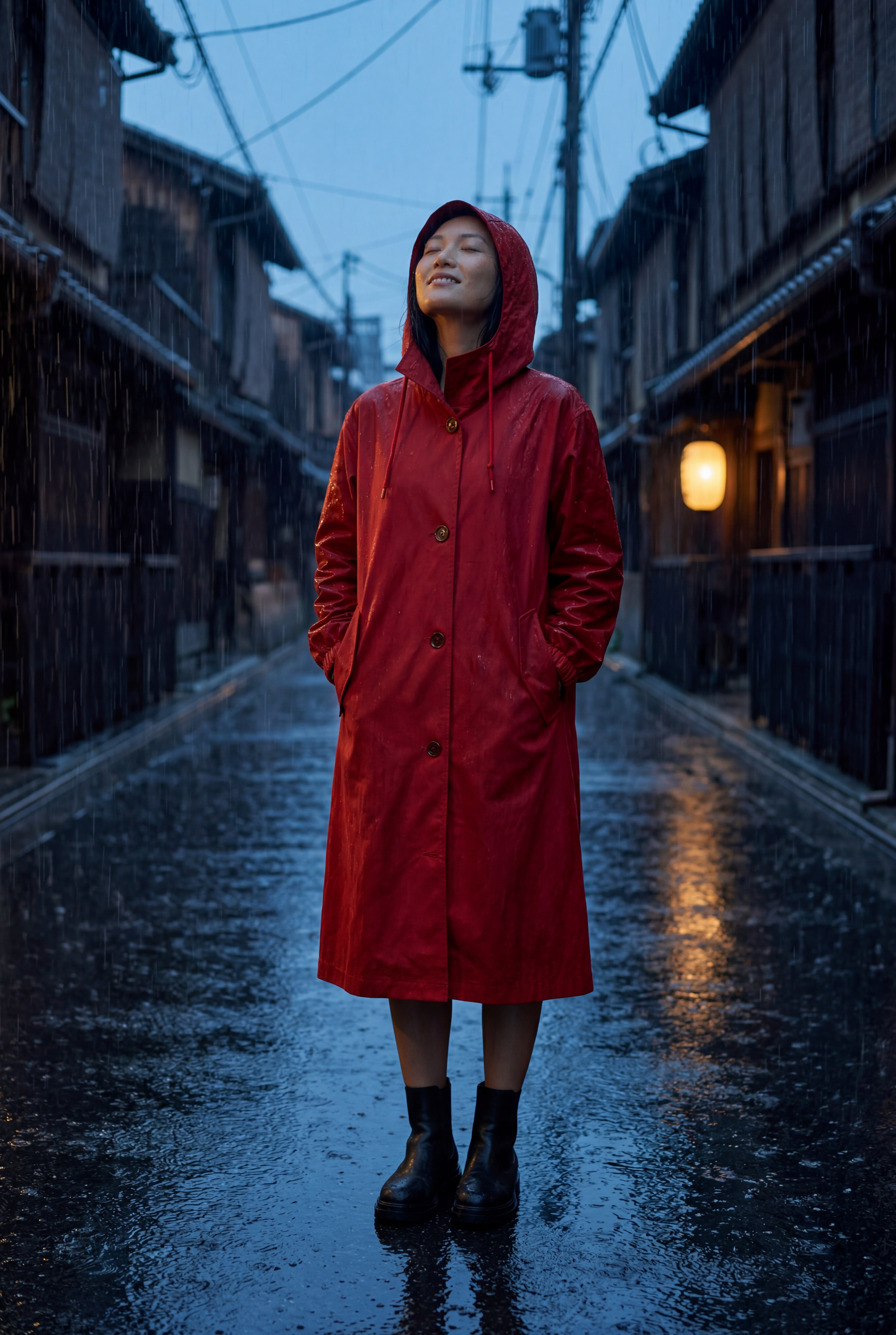 Hooded Snap Button Long Parka Coat with Adjustable Waist | Elcevi