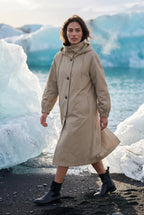 Hooded Snap Button Long Parka Coat with Adjustable Waist | Elcevi