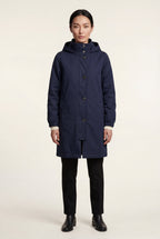 Hooded Snap Button Long Parka Coat with Adjustable Waist | Elcevi