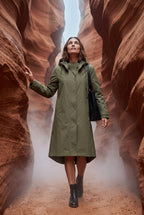 Hooded Snap Button Long Parka Coat with Adjustable Waist | Elcevi