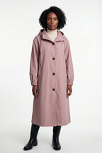 Hooded Snap Button Long Parka Coat with Adjustable Waist | Elcevi