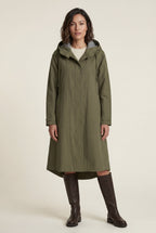 Hooded Snap Button Long Parka Coat with Adjustable Waist | Elcevi