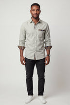 Kian | Men's Plaid Trim Button-Up Casual Shirt