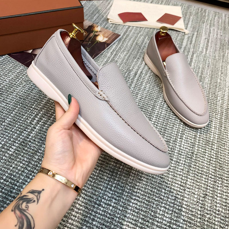 Liam | Pebbled Slip-on Loafers with Contrast Sole