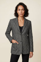 Plaid Tailored Single-breasted Blazer with Notched Lapel | Elcevi