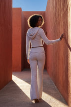 Lia | Ribbed Cropped Hoodie and Flared Pants Lounge Set