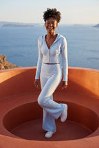 Lia | Ribbed Cropped Hoodie and Flared Pants Lounge Set