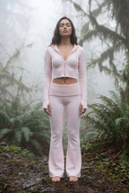 Lia | Ribbed Cropped Hoodie and Flared Pants Lounge Set