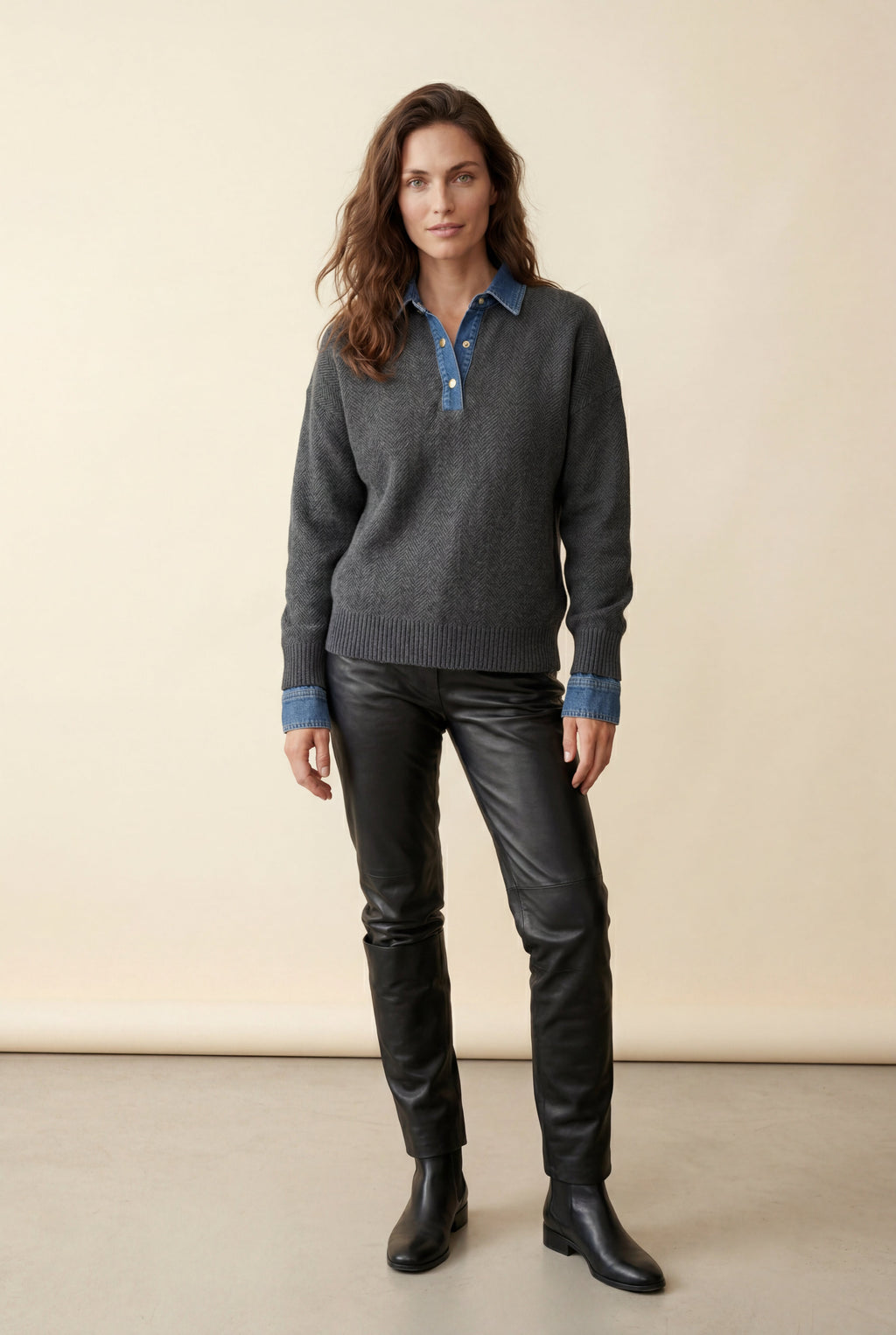 Elcevi | Contrast Collar Pullover Sweater For Women
