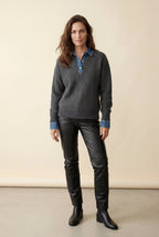 Elcevi | Contrast Collar Pullover Sweater For Women