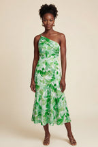 Alyssa | Asymmetrical One-shoulder Floral Print Midi Dress For Women