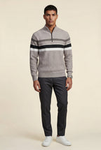 Half Zip Stand Collar Striped Sweater | James