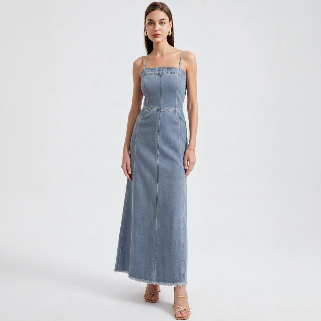 Elcevi | Denim Maxi Dress For Women
