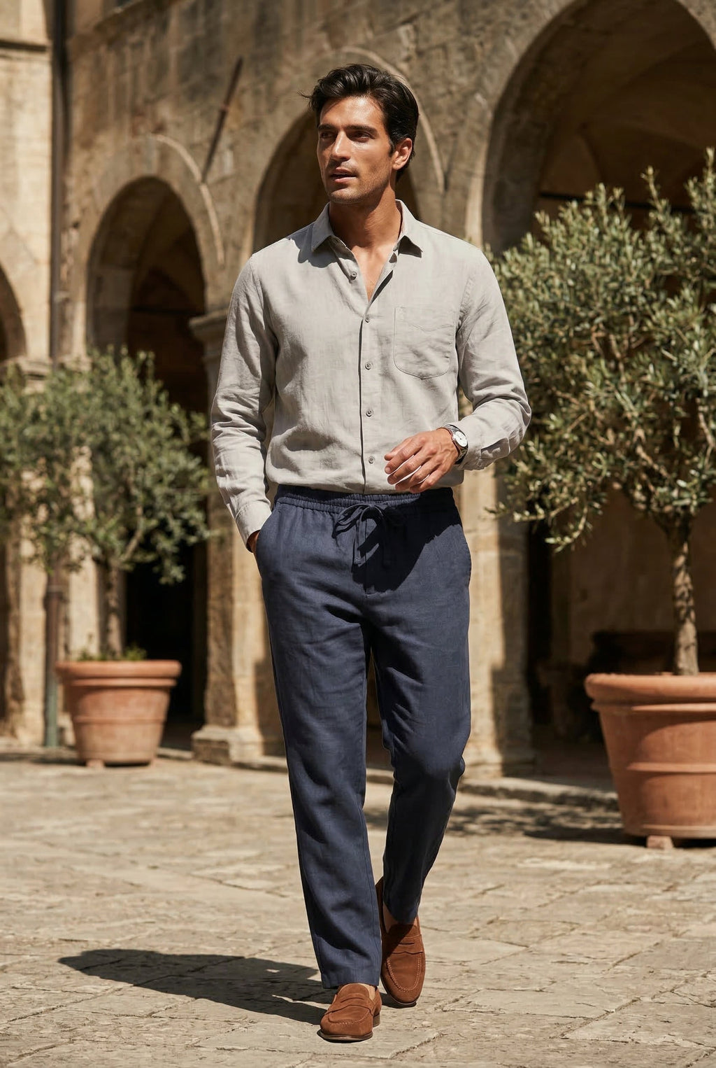 Liam | Relaxed Long-sleeve Shirt and Drawstring Pants Set